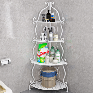 Scaffale Angolare Multifunzione in Metallo a 4 Ripiani Bianco per Soggiorno e Bagno - Product Image 2