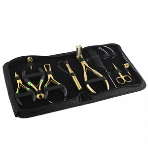 Custom Label Gold Hair <b>Extension</b> Tool Kit with Crochet Hook, Keratin Bond Remover and Mini Cutting Scissors - Product Image 1