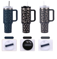 Tasse en acier inoxydable de 40oz avec logo personnalisé avec paille 2.0 gobelet tasses à café de voyage pour cadeaux de Noël à revêtement métallique de voyage
