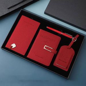 Factory Wholesale Customized Luxury Letterpress Printed PU Leather Passport Holder Travel <b>Suitcase</b> Tag Travel Notebook Gift Set - Product Image 2
