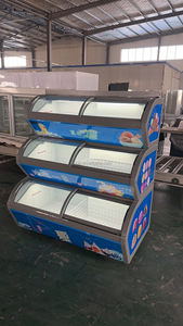 Présentoir à crème glacée spécialisé transparent de grande capacité personnalisable refroidi par air <span class=keywords><strong>LED</strong></span> numérique aliments surgelés de supermarché - Product Image 2