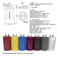 Condensateur de démarrage de moteur AC en film polypropylène métallisé, tube en aluminium 2,5uF/3,5uF pour ventilateurs de plafond, marché du Bangladesh, Condensateurs