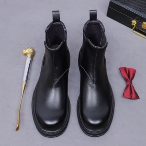 Botas Chelsea Estilo Británico para Hombre, Botas de Cuero Vacuno Retro, Botas de Invierno Versátiles con Suela Gruesa y Caña Alta para Hombre - Product Image 3