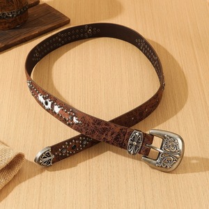 <span class=keywords><strong>Ceinture</strong></span> en similicuir pour <span class=keywords><strong>femme</strong></span>, style punk vintage, boucle ardillon en alliage, largeur 3 cm, nouveau style western denim, production personnalisée - Product Image 4