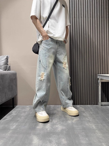 Jean en denim pour homme, coupe droite, avec détails de couture créole, style Kreyol - Product Image 2