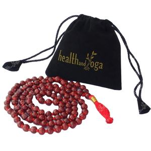 Healthandyoga 108โรสวูดมาลา + ลูกปัด1เม็ดมือลูกประคำพร้อมกระเป๋ากำมะหยี่พู่สำหรับสวดมนต์ - Product Image 1