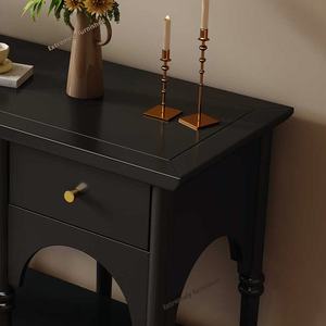 Armoire de couloir en <span class=keywords><strong>bois</strong></span> massif, armoire d'entrée rétro noire, commode, tables consoles mi-anciennes, buffet français - Product Image 5