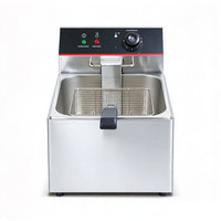 Friteuse électrique professionnelle de comptoir, 1 cuve, 1 panier, 6L, en acier inoxydable, avec contrôle de température, pour restaurant et restauration rapide