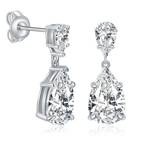 All Fashion GRA Certified Moissanite Fashion <b>Jewelry</b> (Old) Electroplated <b>Western</b> Matte Silver Water Drop Earrings - Product Image 1