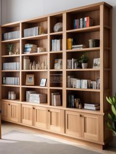 Librería de Madera Premium con Almacenamiento y Exhibición Maximizados para Oficina en Casa o Estudio con Gabinetes de Almacenamiento Cerrados - Product Image 3