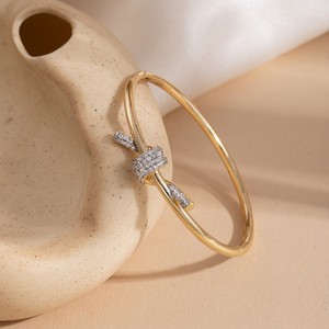 Crystal <b>Bracelet</b> Gold <b>Silver</b> Two Tone Cross Knot Design Party Jewelry Fashionable Luxurious Twist <b>Bangle</b> - Product Image 4