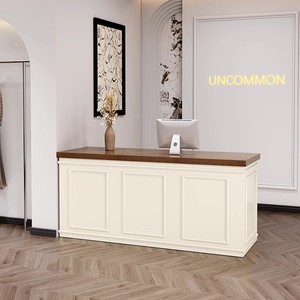 Muebles Modernos y Sencillos para Barbería y Salón de Belleza, Mostrador de Madera Sólida para Servicio y Recepción - Product Image 1