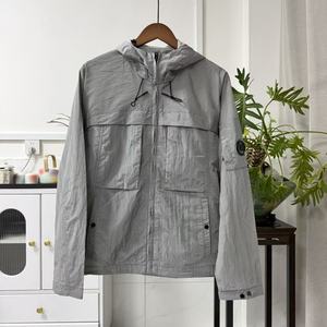 Men's Lightweight Hooded Jacket Solid Color Full Sleeve Zipper Closure Casual Spring Wear 100% Polyester Quick Dry Style - Product Image 2