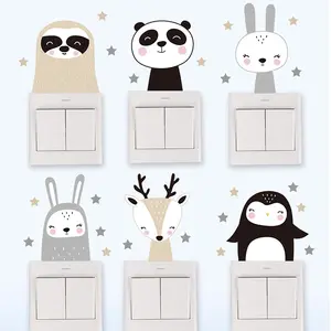 Wholesale Cartoon Switch Stickers Cute Elephant Panda Rabbits Power Socket Stickers Kids Room Wall Sticker Baby Room Wall Decal