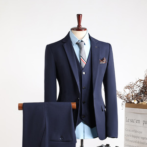 <span class=keywords><strong>Traje</strong></span> de Boda Casual de Negocios de <span class=keywords><strong>Tres</strong></span> <span class=keywords><strong>Piezas</strong></span> <span class=keywords><strong>Azul</strong></span> <span class=keywords><strong>Marino</strong></span> de Alta Calidad para Hombre, Cierre de Cremallera de Una Sola Fila, Transpirable, de Viscosa No Tejida a Rayas - Product Image 6