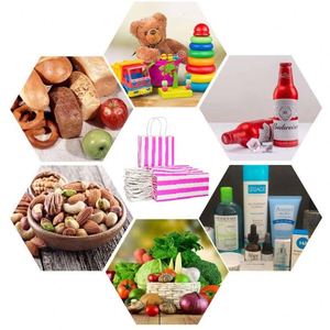 Bolsas de Regalo Rayadas, Bolsas Pequeñas de Papel Kraft con Asas, para Navidad, Cumpleaños, Bodas, Fiestas, Bolsas de Regalo para Tiendas Minoristas - Product Image 5