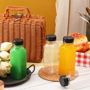 Wholesale 8oz 12oz 16oz Plastic Juice <b>Bottle</b> With Cap. Custom 250ml 350ml 500ml Square Juice <b>Bottles</b> With Tamper Evident Caps - Product Image 3