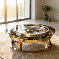 Table basse personnalisable en forme de montre, en FRP électroplaqué argenté, pour salon