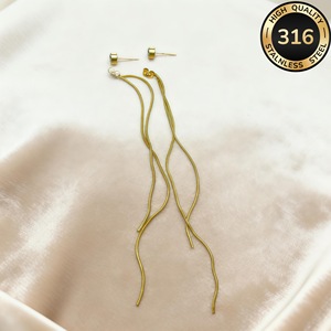 Boucles d'oreilles pendantes de luxe léger européennes et américaines, longues, haut de gamme, en zircon, pour l'été, style niche, simples et polyvalentes - Product Image 3