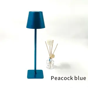 Table lamp rechargeable touch sensor Metal Aluminum wireless Table Lamps factory light China pleated lampshade