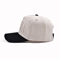 Casquette de baseball OEM 100 % coton éponge, personnalisée avec broderie, style sportif, 5 panneaux, visière incurvée, bicolore, fermeture snapback, logo brodé, lettres
