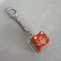 Clavier mécanique portable en plastique avec 1 capuchon de touche PBT en forme de chat, personnalisé, avec LED multiformes, jouet anti-stress porte-clés, promotionnel