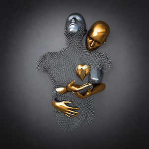Home Decor Metal Figure Statue Romantic Wall Art Abstract Lovers Sculpture poster stampe immagini Canvas Painting - Product Image 1