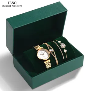 IBSO 3pcs Set Watches Women Mesh Steel Ladies Watch Simple Casual Women's Analog WristWatch Bracelet Gift Montre Femme gift box