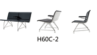 Banc d'attente moderne en cuir avec assise en métal pour salon de coiffure et usage commercial hôtelier