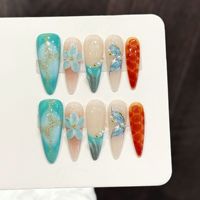 Faux ongles à presser faits main, design masque de Joker gothique, strass scintillants, style cool et audacieux, PMMA