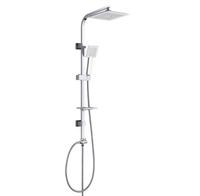 Ensemble de douche de salle de bain en acier inoxydable chromé poli avec robinet électrique, pommeau de douche à effet pluie doux, douchette à main et commande monocommande coulissante