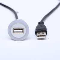 Câble d'extension USB 2.0 de 60 m pour montage sur tableau de bord de voiture |   USB Type A vers A avec plusieurs couleurs LED