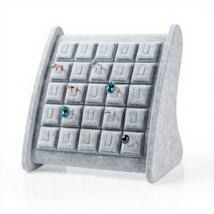 Gray Velvet Jewelry <strong>Display</strong> Stand 25 Slots <strong>Ring</strong> Holder Organizer for Retail Store Jewelry Shop Exhibition - Product Image 1