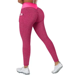 Leggings de <span class=keywords><strong>Yoga</strong></span> para Mujer, Cintura Alta, Efecto Levanta Glúteos, Nailon y Spandex, Secado Rápido, Resistentes a las Sentadillas, Diseño Panal de Abeja, con Bolsillos, para Gimnasio, <span class=keywords><strong>Yoga</strong></span> y Running - Product Image 5