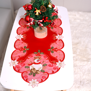 2024 Neue bestickte Weihnachten Schneemann Tischdecke Red Style Atmosphäre Tischdecke Tisch matte - Product Image 5