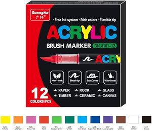 ปากกาสีอะคริลิค 12 สี สำหรับเขียนบนพื้นผิวส่วนใหญ่ คุณภาพสูง เหมาะสำหรับงานฝีมือและงานศิลปะ - Product Image 2