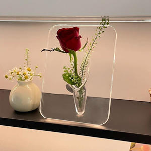 Acryl Eco-Vriendelijke Moderne Eenvoud Snoep Patroon Fotolijst Vaas Valentijnsdag Handgemaakte Luxe High-End Kantoor Desktop - Product Image 2