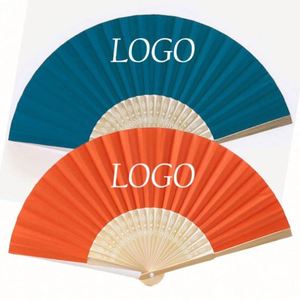 Éventail pliant en papier blanc 21 cm avec logo personnalisé, en bambou sculpté, pour mariage, fête, décoration artistique folklorique, cadeau d'affaires - Product Image 4