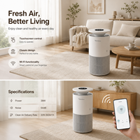 Purificateur d'air pour animaux de compagnie Teendow JH18F, filtre HEPA H13, filtre à charbon, 350m3/h CADR, purificateur d'air intelligent WiFi, élimination des poils, des squames et des odeurs