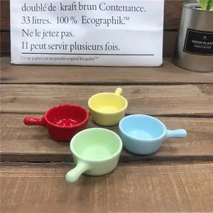 Mangkuk Penopang Mini Multi Warna Keramik Mangkuk Kecap Keramik Piring dengan Pegangan Tunggal