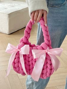 2025 nouvelle mode fil <span class=keywords><strong>géant</strong></span> tresse <span class=keywords><strong>Boe</strong></span> sac à main doux Tube fil à la main tissé Crochet épaule sac à main pour les femmes - Product Image 2