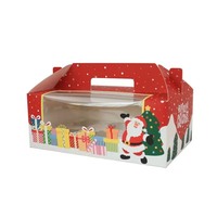 Scatola Regalo di Natale Rossa in Carta con Finestra e Manico, Stampa Babbo Natale, Confezione Rigida per Caramelle e Piccoli Regali