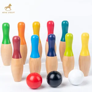 Classic Skittles Game Bowling Natural Woods Lawn Bowling Game Wooden Bowling Set