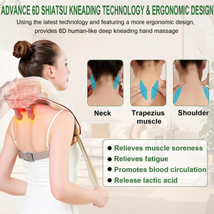 <b>Wireless</b> Shiatsu Neck and Shoulder Massager with Soothing <b>Heat</b> Deep Tissue Kneading for Pain Relief - Product Image 5