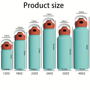 Custom logo <b>Double</b> <b>Wall</b> Camping Vacuum Flask 12oz 18oz 22oz 24oz 32oz 40oz Insulated Stainless Steel Water Bottle with Straw - Product Image 3