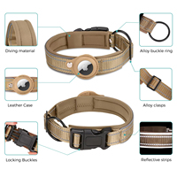 Collier Réfléchissant et Imperméable en Nylon Réglable pour Chien et Chat avec Support AirTag, Étui Anti-Perte pour Traceur GPS Apple AirTag, Collier pour Animaux de Compagnie