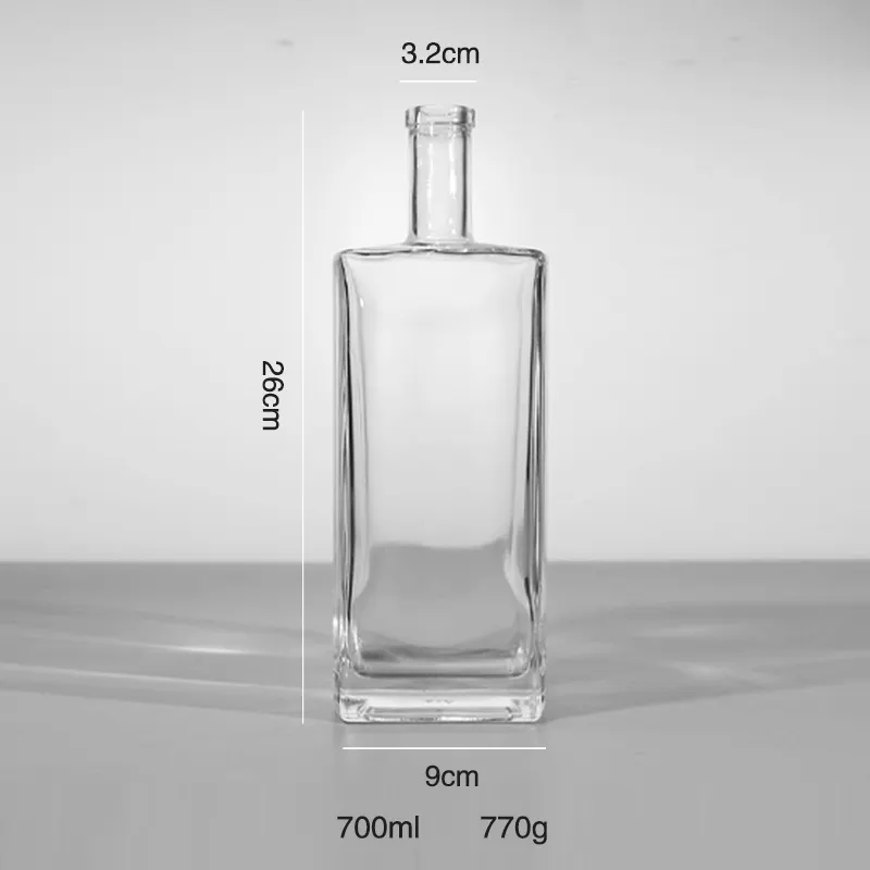 Vierkante Drank Drank Fles, 750Ml, Voor Whisky Met Synthetische Kurk