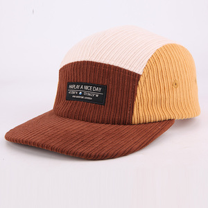 Casquettes 5 panneaux vierges personnalisables en gros, avec étiquette tissée et broderie, en velours côtelé lavé, pour le <span class=keywords><strong>camping</strong></span> - Product Image 4