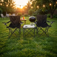 Ensemble table et chaises pliantes carrées portables en acier et tissu Oxford, faciles à ranger, idéales pour le camping, les loisirs et les pique-niques en extérieur