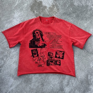 Camiseta de Diseñador de Lujo con Bordado Patchwork, Camiseta Cuadrada de Algodón Lavado al Ácido, Camiseta Extra Grande con Estampado Gráfico - Product Image 1